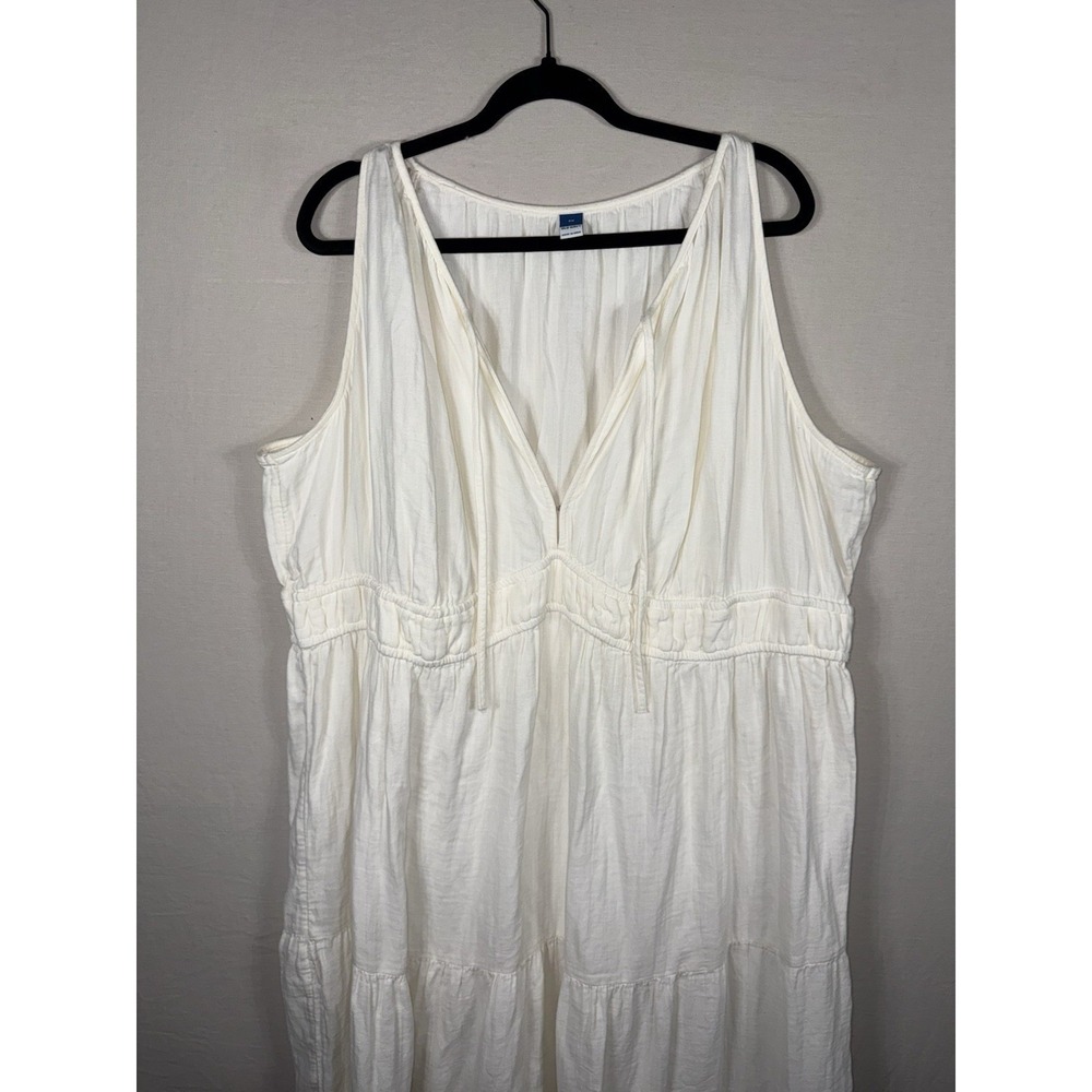 Old navy 3X Cream Cotton Gauze Maxi Dress Boho Sleeveless Tiered Plus Size - Picture 3 of 13